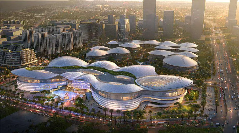 海口市国际免税城（地块五）项目钢结构框架封顶大吉(图2)